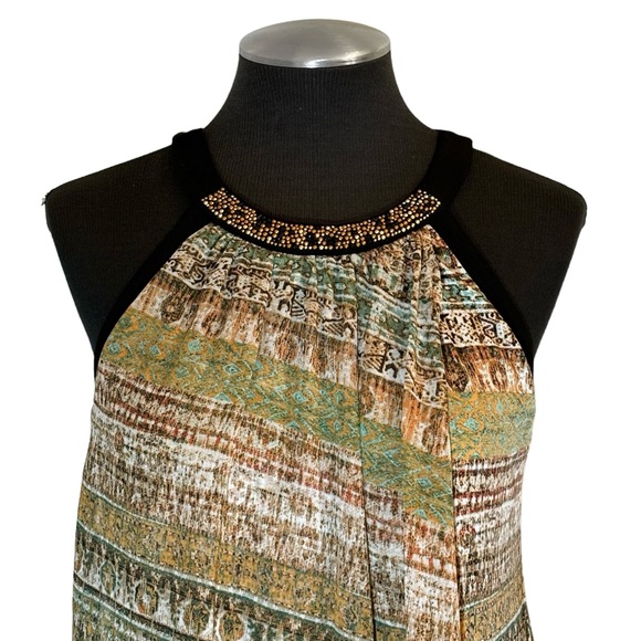 Dress Barn - Multicolor Print Beaded Stretch Halter Top – Petite Large - Picture 3 of 10